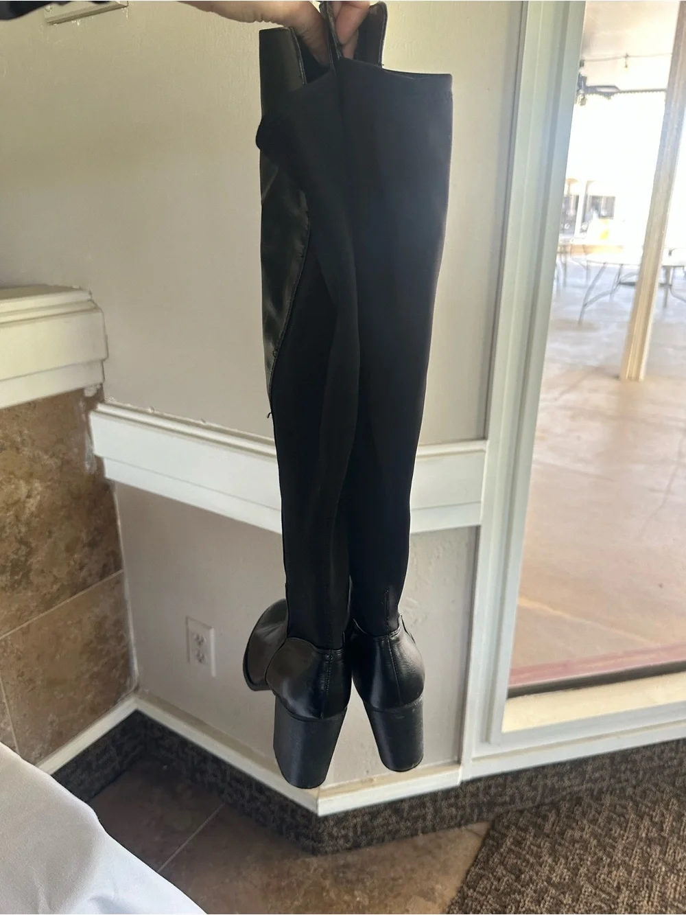 Indigo Black Over-the-Knee Block Heel Boots